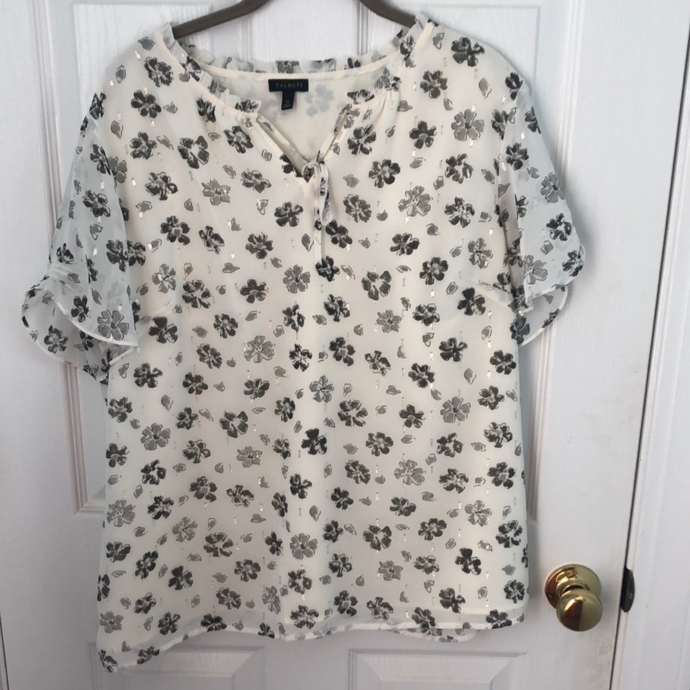 Talbots short sleeve floral blouse